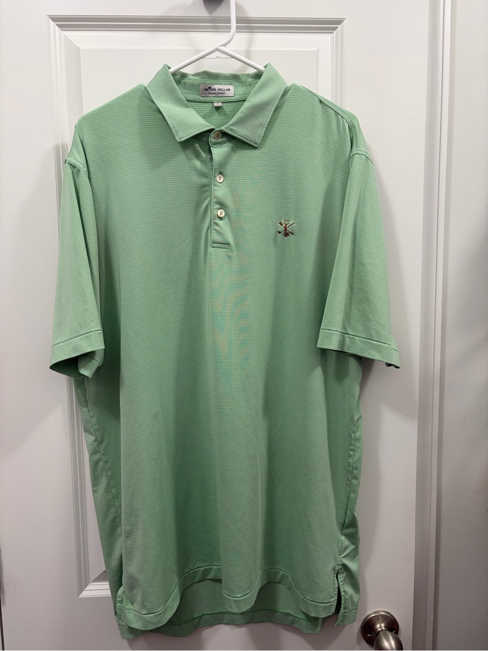 Peter Millar Light Green Striped Men's Polo Shirt
